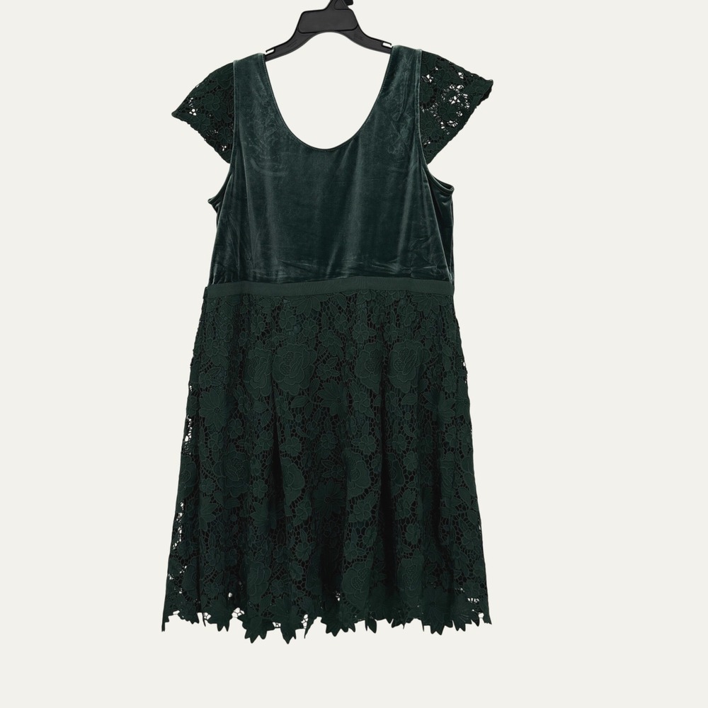 NWT Isaac Mizrahi Live Special Edition Green Velvet Lace Dress US 20W Plus Size - Picture 2 of 6